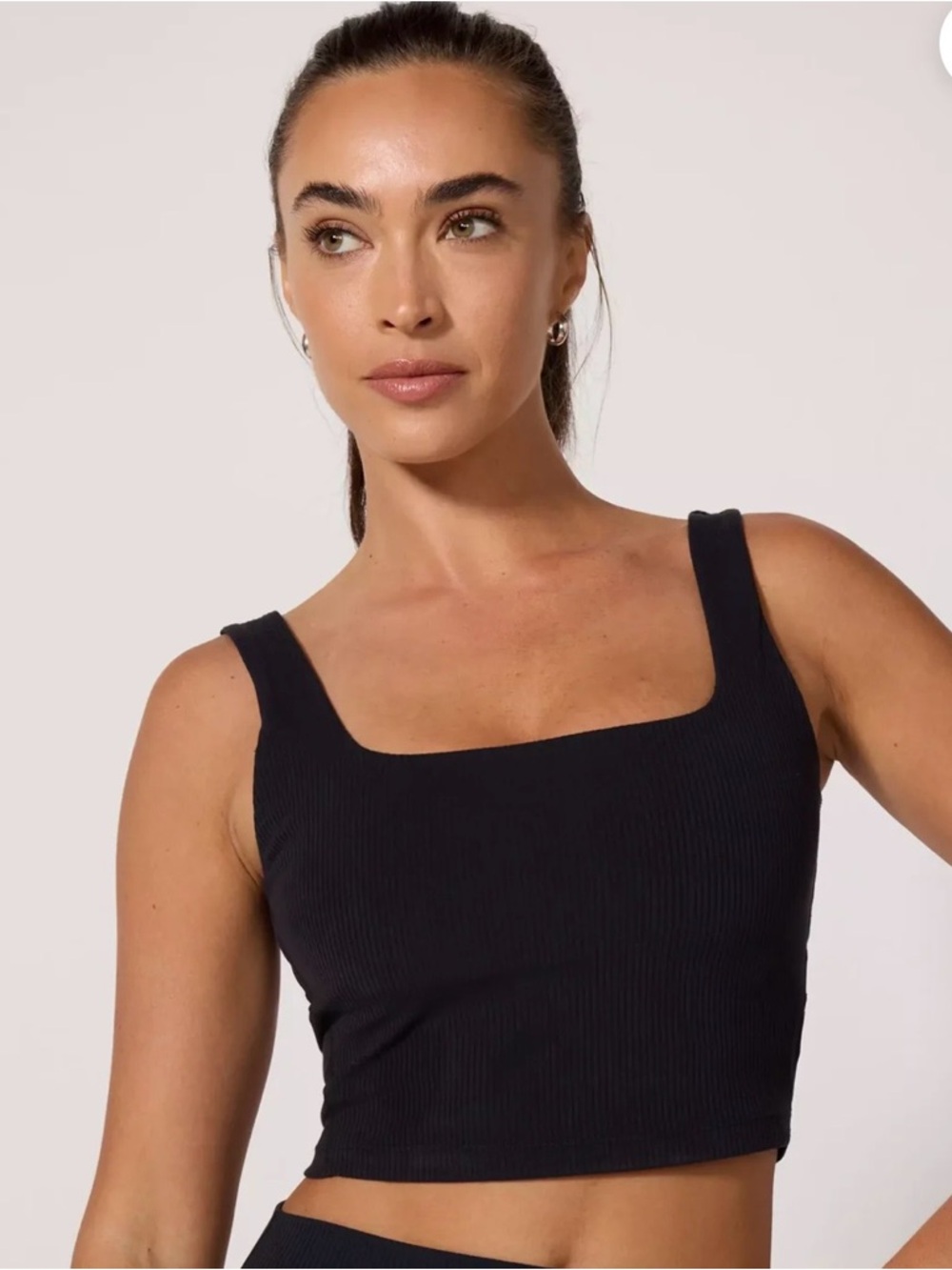 MPG Black Ribbed Square-Neck Tank